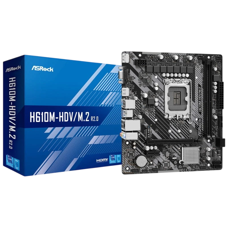 Asrock H610M-HDV/M.2 R2.0 Intel LGA 1700 64GB micro ATX Noir, Gris/Argent Carte mère