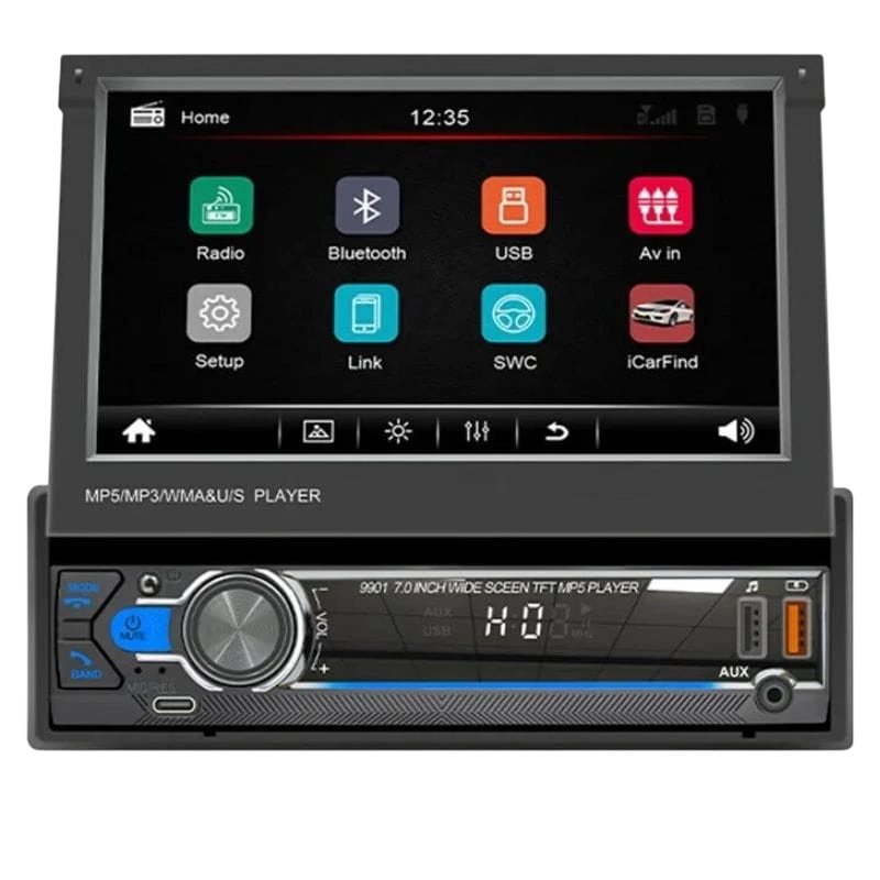 SWM 9901C-S 7 pouces Bluetooth/Mirror Link/Carplay/USB Noir 1 DIN Android Auto Autoradio