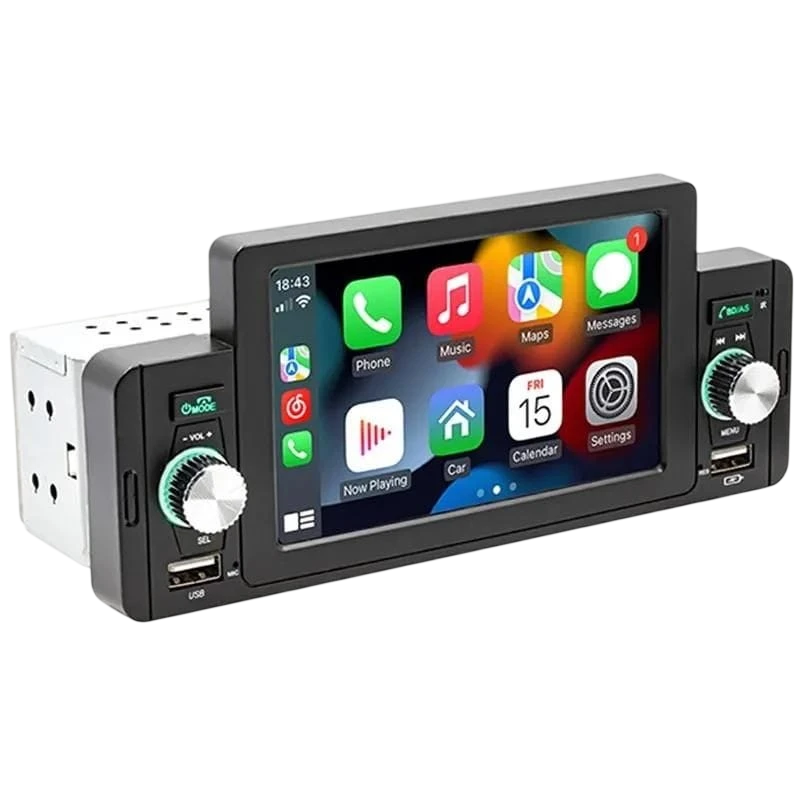 SWM 160C 5 pouces Bluetooth/Carplay/USB Noir 1 DIN Android Auto Autoradio