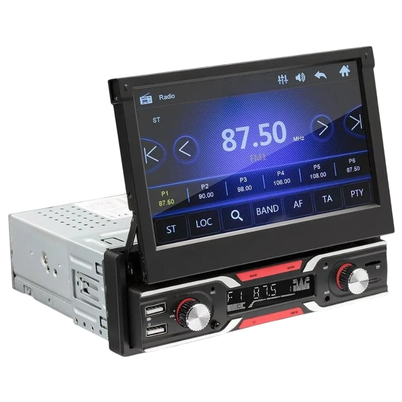 SWM 9603S Écran Rétractable Bluetooth Carplay/Android Auto USB Noir 1 DIN 7 pouces Autoradio sans fil