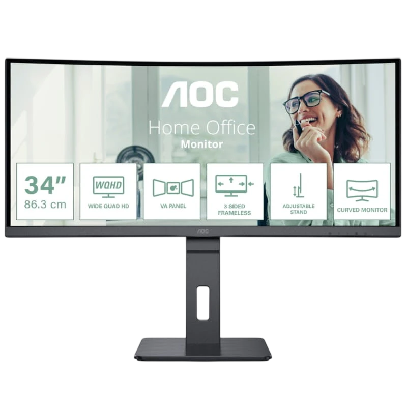 AOC CU34P3CV Noir 34 pouces 2K VA 100Hz 4ms incurvé UltraWide Écran