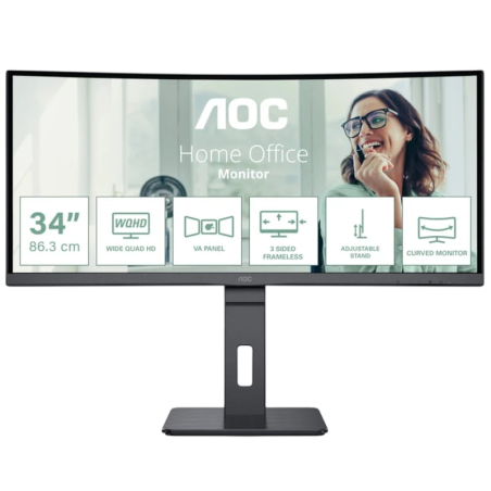 AOC CU34P3CV Noir 34 pouces 2K VA 100Hz 4ms incurvé UltraWide Écran