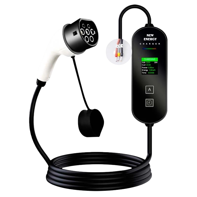 Chargeur de voiture électrique portable 32A/3,5KW/Sans prise/5M/LCD EV Type 2