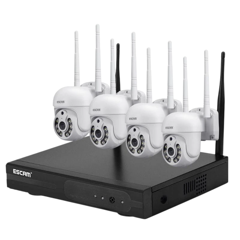 Escam WNK714 4 caméras Blanc 3MP WiFi Kit de vidéosurveillance