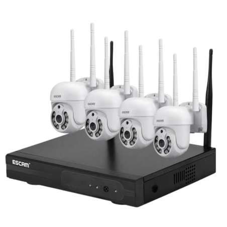 Escam WNK714 4 caméras Blanc 3MP WiFi Kit de vidéosurveillance