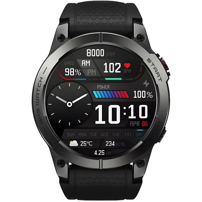 Zeblaze Stratos 3 Pro Noir 1,43 pouces AMOLED GPS 18 jours +100 sports IP68 Smartwatch