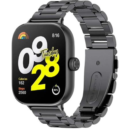 Bracelet Métal Maillons Xiaomi Smart Band 10 Pro / 9 Pro / 8 Pro et Redmi Watch 6 / 6 Active / 6 Lite / 5 / 4 Noir