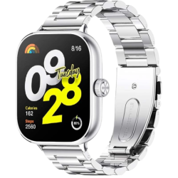 Bracelet Métal Maillons Xiaomi Smart Band 10 Pro / 9 Pro / 8 Pro et Redmi Watch 6 / 6 Active / 6 Lite / 5 / 4 Argentée