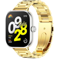 Bracelet Métal Maillons Xiaomi Smart Band 10 Pro / 9 Pro / 8 Pro et Redmi Watch 6 / 6 Active / 6 Lite / 5 / 4 Dorée