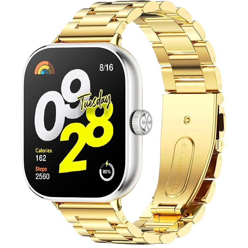 Bracelet Métal Maillons Xiaomi Smart Band 10 Pro / 9 Pro / 8 Pro et Redmi Watch 6 / 6 Active / 6 Lite / 5 / 4 Dorée