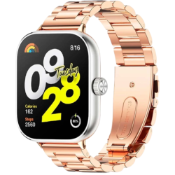 Bracelet Métal Maillons Xiaomi Smart Band 10 Pro / 9 Pro / 8 Pro et Redmi Watch 6 / 6 Active / 6 Lite / 5 / 4 Dorée Rose