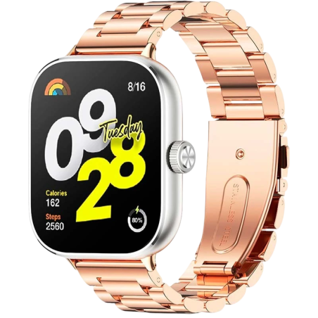 Bracelet Métal Maillons Xiaomi Smart Band 10 Pro / 9 Pro / 8 Pro et Redmi Watch 6 / 6 Active / 6 Lite / 5 / 4 Dorée Rose