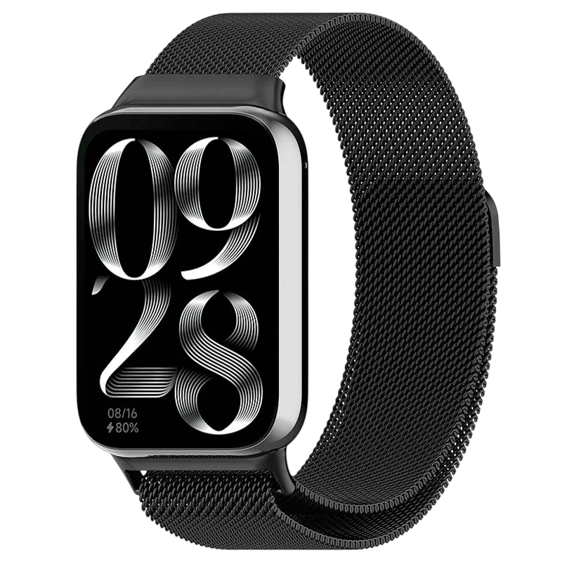 Bracelet Milanais Magnétique Xiaomi Smart Band 10 Pro / 9 Pro / 8 Pro et Redmi Watch 6 / 6 Active / 6 Lite / 5 / 4 Noir