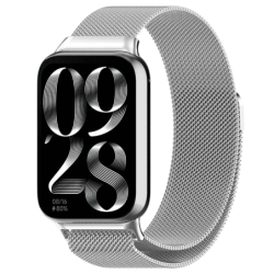 Bracelet Milanais Magnétique Xiaomi Smart Band 10 Pro / 9 Pro / 8 Pro et Redmi Watch 6 / 6 Active / 6 Lite / 5 / 4 Argentée