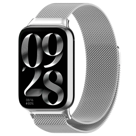 Bracelet Milanais Magnétique Xiaomi Smart Band 10 Pro / 9 Pro / 8 Pro et Redmi Watch 6 / 6 Active / 6 Lite / 5 / 4 Argentée