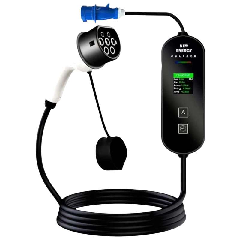 Chargeur portable pour voiture électrique 16A/3,5KW/Monophasé/5M/LCD EV Type 2