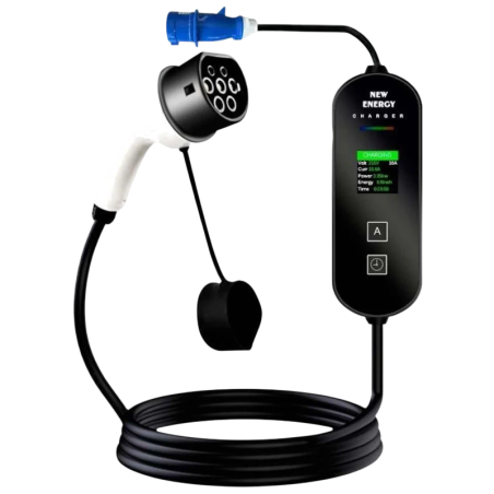 Chargeur portable pour voiture électrique 16A/3,5KW/Monophasé/5M/LCD EV Type 2
