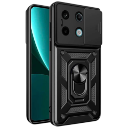 Coque d'armure militaire pour Xiaomi Redmi Note 13 Pro 5G / Poco X6 5G avec protection de l'appareil photo, support métallique e