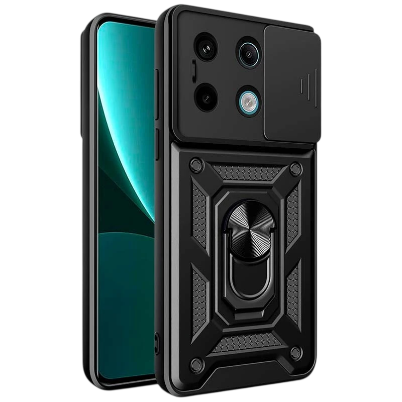 Coque d'armure militaire pour Xiaomi Redmi Note 13 Pro 5G / Poco X6 5G avec protection de l'appareil photo, support métallique e