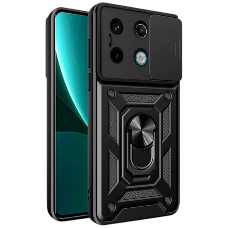 Coque d'armure militaire pour Xiaomi Redmi Note 13 Pro 5G / Poco X6 5G avec protection de l'appareil photo, support métallique e