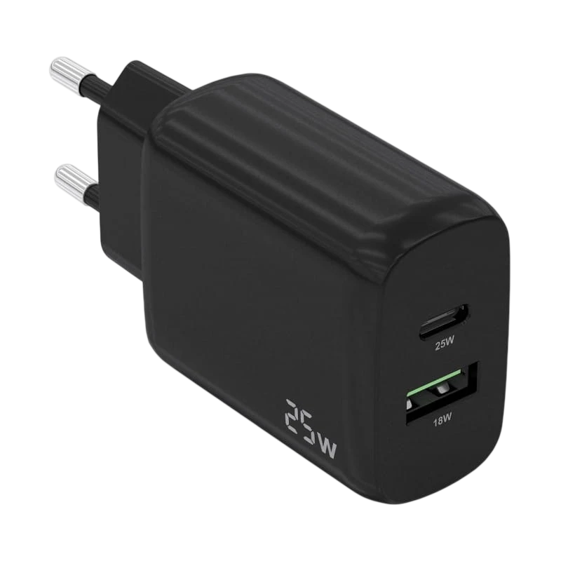 Aisens Chargeur double haute efficacité 25W 1xUSB Type-C / 1xUSB Noir