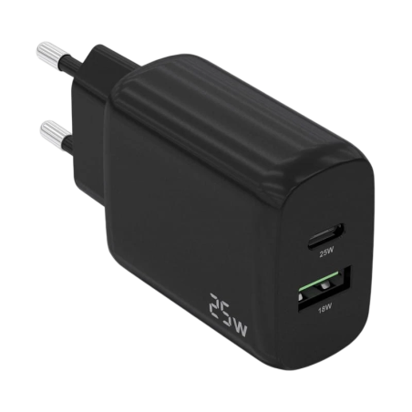 Aisens Chargeur double haute efficacité 25W 1xUSB Type-C / 1xUSB Noir