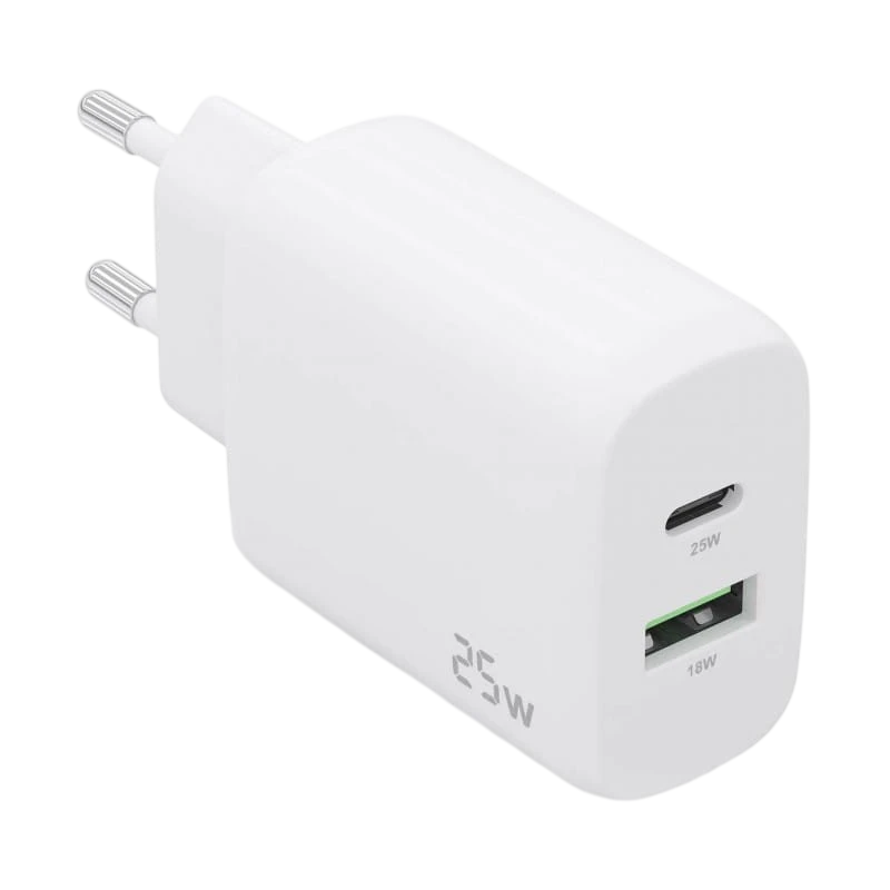 Aisens Chargeur double haute efficacité 25W 1xUSB Type-C / 1xUSB Blanc