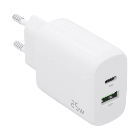 Aisens Chargeur double haute efficacité 25W 1xUSB Type-C / 1xUSB Blanc