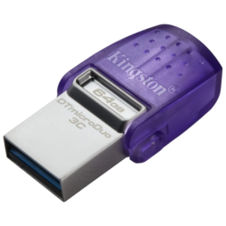 Kingston DataTraveler microDuo 3C 64GB Violet USB 3.2 Gen 1 200MB/s Clé mémoire
