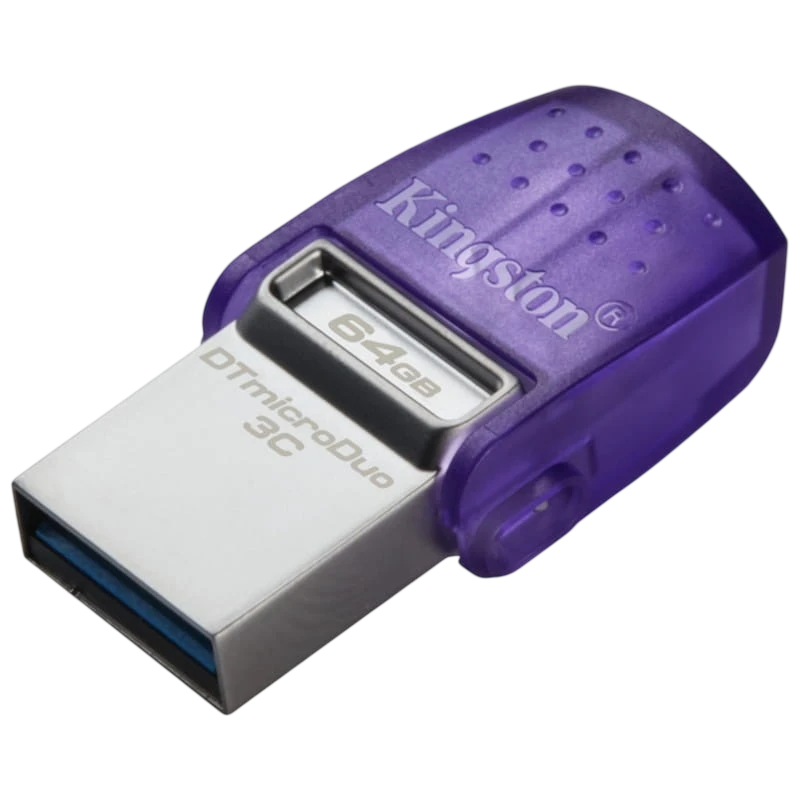 Kingston DataTraveler microDuo 3C 64GB Violet USB 3.2 Gen 1 200MB/s Clé mémoire
