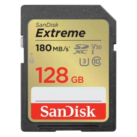 SanDisk Extreme 128GB Noir/Or 180MB/s U3 V30 Carte SDXC
