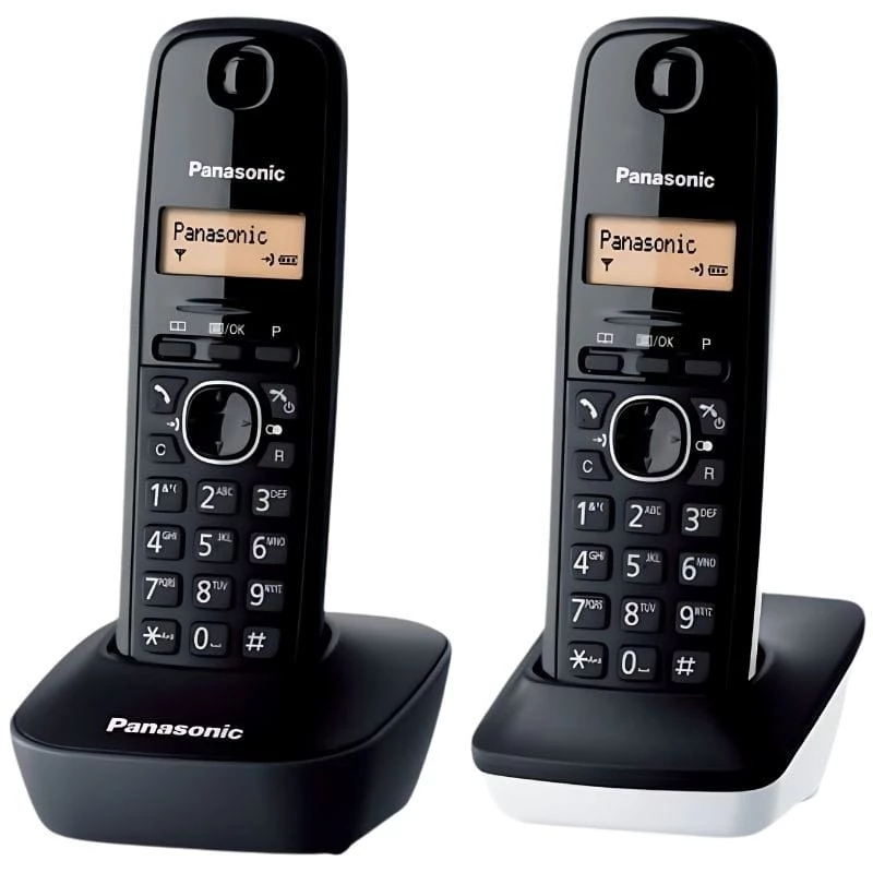 Panasonic KX-TG1612 Noir DECT identification de l'appelant 15h de conversation répertoire 50 contacts Téléphone sans fil