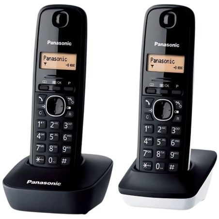 Panasonic KX-TG1612 Noir DECT identification de l'appelant 15h de conversation répertoire 50 contacts Téléphone sans fil