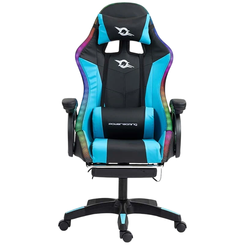 PowerGaming LED RGB Repose-pieds Noir+Bleu 120kg Chaise