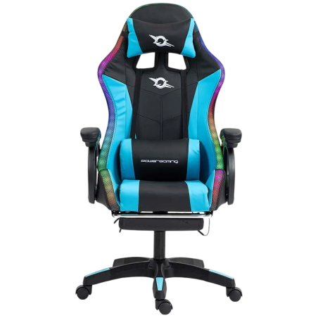 PowerGaming LED RGB Repose-pieds Noir+Bleu 120kg Chaise