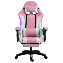 PowerGaming LED RGB Repose-pieds Blanc+Rose 120kg Chaise