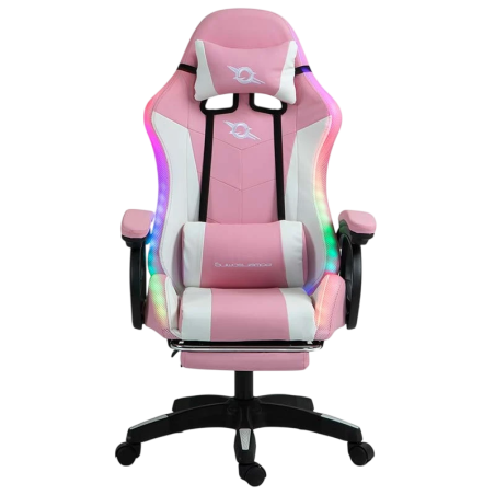 PowerGaming LED RGB Repose-pieds Blanc+Rose 120kg Chaise
