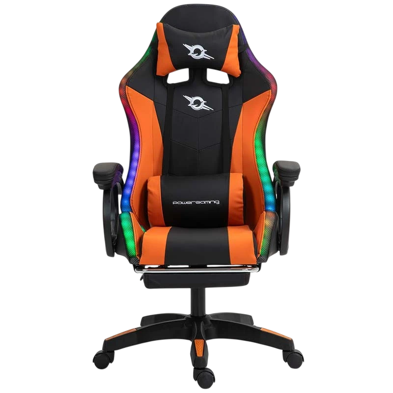 PowerGaming LED RGB Repose-pieds Noir+Orange 120kg Chaise
