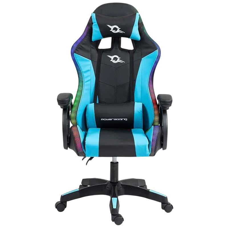 PowerGaming LED RGB Noir+Bleu 120kg appuie-tête Chaise