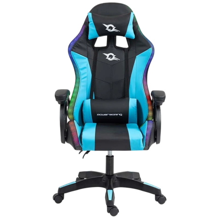 PowerGaming LED RGB Noir+Bleu 120kg appuie-tête Chaise