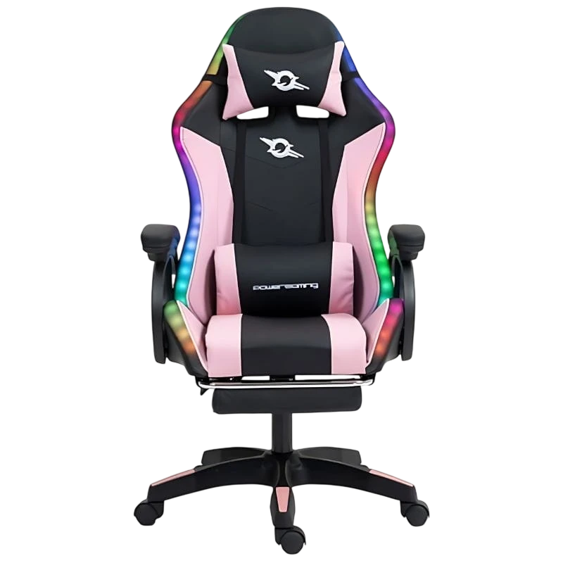 PowerGaming LED RGB Repose-pieds Noir+Rose 120kg Chaise