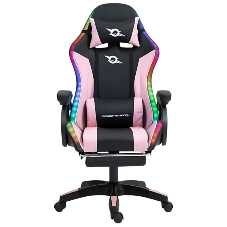 PowerGaming LED RGB Repose-pieds Noir+Rose 120kg Chaise