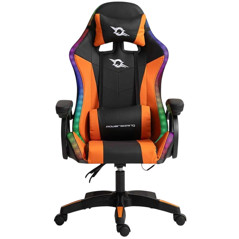 PowerGaming LED RGB Noir+Orange 120kg appuie-tête Chaise