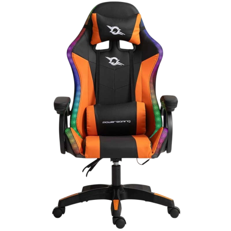 PowerGaming LED RGB Noir+Orange 120kg appuie-tête Chaise