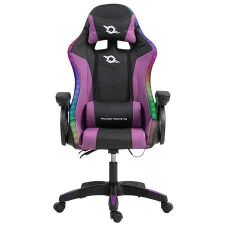 PowerGaming LED RGB Noir+Lilas 120kg appuie-tête Chaise