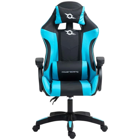 PowerGaming Haut-parleur Massage Noir+Bleu 120kg appuie-tête Chaise