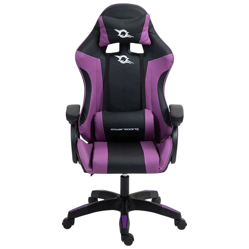 PowerGaming Haut-parleur Massage Noir+Lilas 120kg appuie-tête Chaise