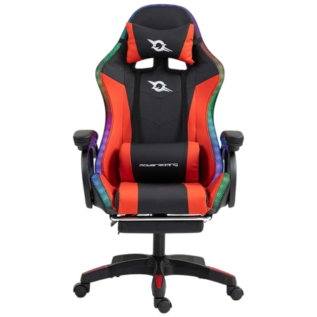 PowerGaming LED RGB 7 points Massage Repose-pieds Noir+Rouge 120kg Chaise