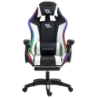 PowerGaming LED RGB 7 points Massage Repose-pieds Noir+Blanc 120kg Chaise