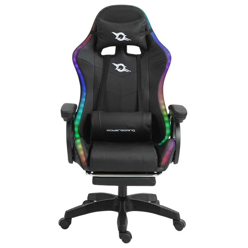 PowerGaming LED RGB 7 points Massage Repose-pieds Noir 120kg Chaise
